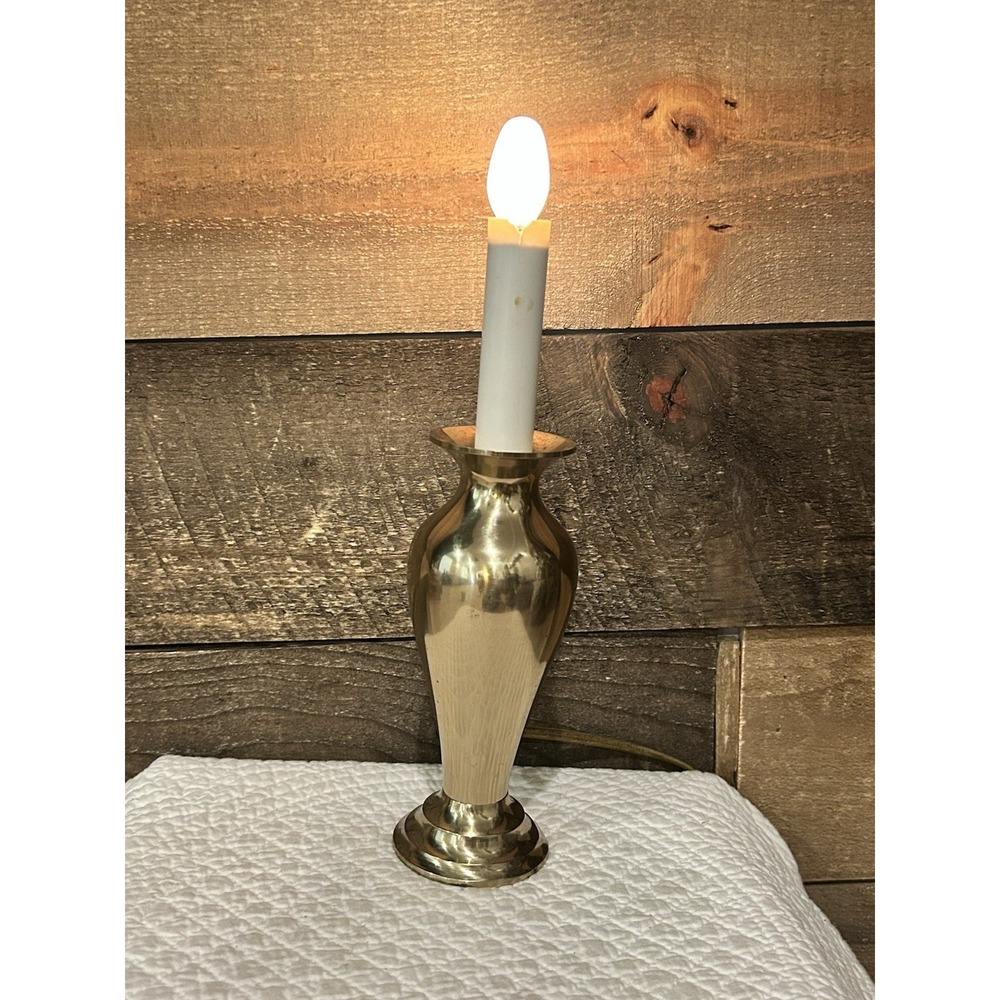 Polished Brass Accent Electric Lamp 9" Vintage
